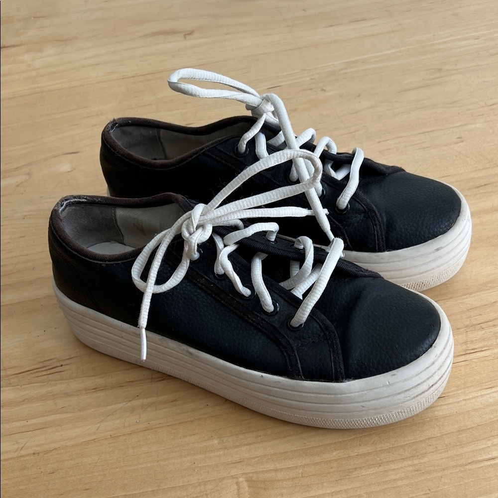 Steve Madden Platform Black Sneakers with White Accents